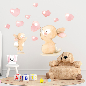 Autocollant mural auto-adhésif pour chambre d'enfant, motif mère lapine et sa bulle d'amour, papier peint décoratif pour chambre d'enfant - Product Image 5