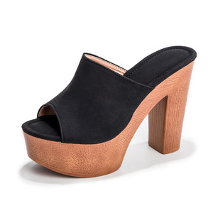 Sandales compensées à plateforme en gros, sandales à talons hauts et épais, pantoufles à bout rond pour femmes, pour la marche en été, les fêtes et les robes - Product Image 1