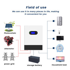 Onduleur solaire hybride à sortie simple à onde sinusoïdale pure 48V 4kW 10kW MPPT 93% d'efficacité Panneau intelligent - Product Image 2