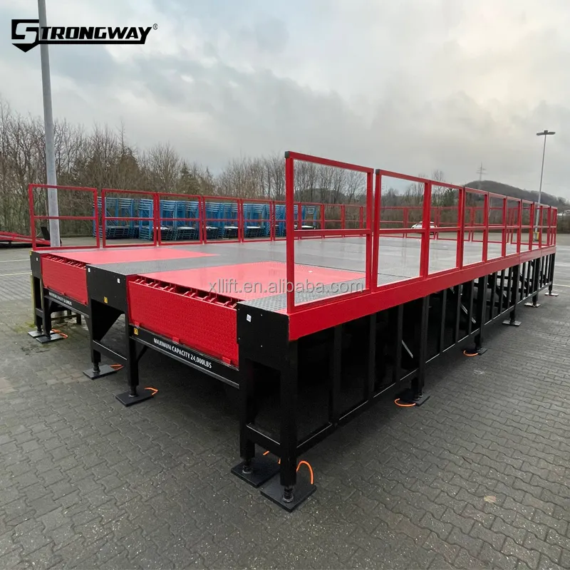 Modular Ramp Heavy Duty Unloading Dock Platform With Dock Leveler Electric Hydraulic 22000LBS Cargo Loading Platform For Trucks