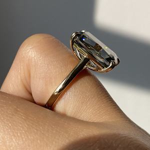 プロヴァンス15x 9mm放射形クリススカットダークグレーモアッサナイト結婚指輪セット女性ジュエリー10kイエローゴールド - Product Image 6