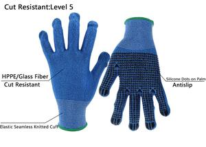 SONICE Guantes de trabajo de punto de algodón con puntos de PVC anticorte de alta calidad Protección de manos recubierta de Palma antideslizante - Product Image 5