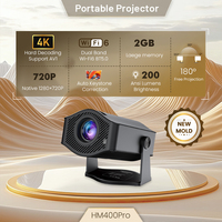 Nouveau modèle HM400PRO noir Android 11 prise en charge smart 150ansi lumens Version vidéo domestique 720P LCD LED mini projecteur 4K