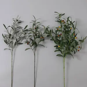 도매 단일 올리브 지점 올리브 잎 녹색 잎 저렴한 인공 식물 인공 올리버 식물 홈 장식