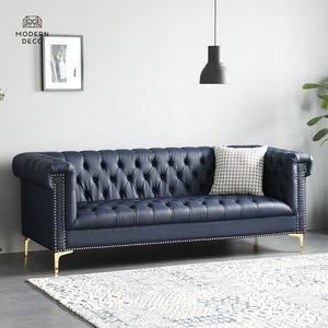 التخصيص رمادي الأخضر البحرية الأزرق الأسود تان البني النسيج المخملية تشيسترفيلد غرفة المعيشة جودة عالية فو أريكة جلدية - Product Image 3