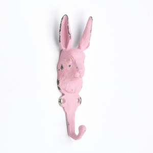 ตะขอแขวนผนังโลหะกระต่ายสีชมพูสำหรับตกแต่งบ้าน - Product Image 1