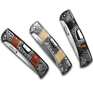 Dao chiến thuật bền chắc dành cho nam, kiểu bấm nút bỏ túi, dùng để săn bắn, cắm trại, chiến thuật, sinh tồn - Tay cầm gỗ tùy chỉnh OEM - Product Image 5