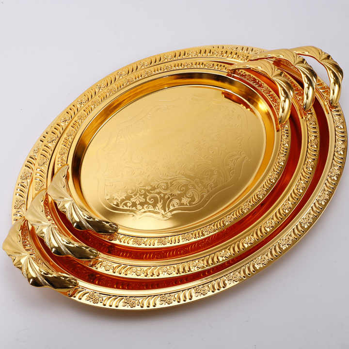 dubai Golden Fruit Decorative metal Tray sets European Stainless Steel