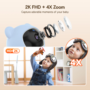 Monitor Video Elettronico per Bambini con Telecamera 360° Interna/Esterna, Altoparlante Bidirezionale, Schermo da 5 Pollici, Risoluzione 720P, Visione Notturna, Funzione Pan-Tilt - Product Image 3