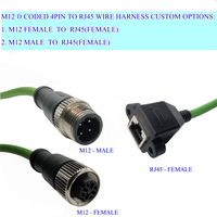 Conector CAT6 M12 Codificado D de 4 Pines Macho a Hembra a RJ45, Cable Ethernet Industrial Profinet, Arnés de Cables Blindado