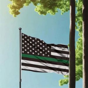 ผู้ผลิตจีน รับผลิตธงชาติอเมริกันขนาด 3x5 ฟุต ธงเส้นเขียวบาง 3x5 ฟุต พร้อมห่วงทองเหลือง 2 จุด - Product Image 4