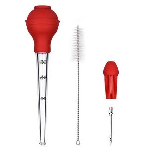 Meat Marinade Injection Cooking 4 Piece Set with <b>BBQ</b> Oil Brush Cleaning Brush Sauce Injection Needle Silicone Turkey Baster - Product Image 1