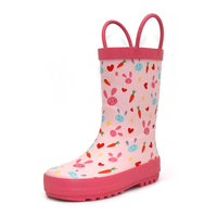 Bottes de pluie pour enfants à impression personnalisée, support OEM ODM, en caoutchouc naturel imperméable, motif lapin, pour la vente en gros et l'approvisionnement de marques