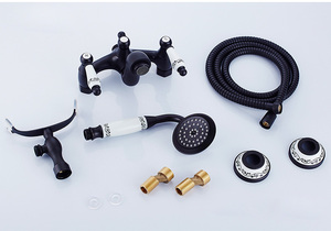 Classic Olio di Bronzo Lucidato Vasca da bagno Rubinetto Set Montaggio A Parete In Ottone Nero Miscelatore <span class=keywords><strong>Doccia</strong></span> Rubinetto Del bagno Rubinetto con Manico In Porcellana SF1417 - Product Image 4