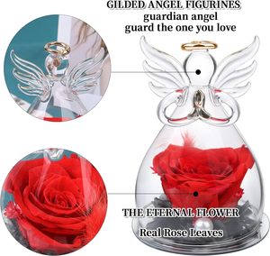 Grand dôme en verre ange avec rose éternelle pour Noël ou la fête des mères Grand-mère Fille Sœur - Product Image 4