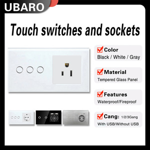 Ubaro Touch <b>Switch</b> Socket Combination 146 Type US <b>Plug</b> Tempered Glass Panel Recessed Wall Outlet - Product Image 5