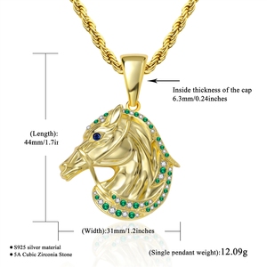 Colliers pendentifs de mode en zircon et CZ, motif animal et créature mythique, style hip-hop, pour hommes et femmes, vente en gros - Product Image 6