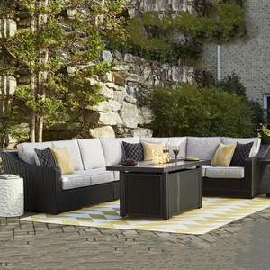 Muebles de Patio, Conjunto de Asientos de Mimbre Moderno con Cojines, Conjuntos de Salón para Exteriores, Sofá Esquinero de Ratán para Jardín - Product Image 4