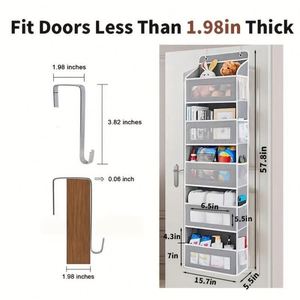 Organizador Colgante para Puerta con 10 Bolsillos, 5 Grandes Transparentes y 5 Laterales de Malla, para Dormitorio, Baño, Despensa, Gris - Product Image 2