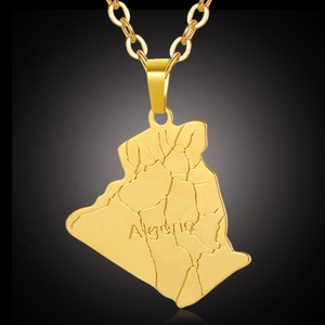 In Magazzino di Vendita Calda di Modo di Alta Qualità Mappa Del Pendente di Figura 18k Gioielli in Oro Bandiera Luna E Stella Paese Algeria simbolo Mappa Della Collana - Product Image 3