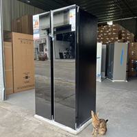Réfrigérateur double porte côte à côte 693L grande capacité, porte vitrée noire, refroidissement par ventilateur, Total No Frost, compresseur Inverter, norme UE