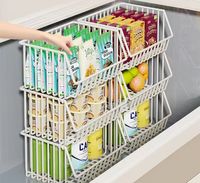 Chariot de rangement empilable en fil métallique sur roulettes pour garde-manger, avec paniers de rangement pour fruits et légumes