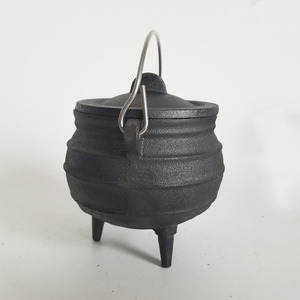 Moyen 1/8 #   Chaudière en fonte avec <span class=keywords><strong>support</strong></span> et <span class=keywords><strong>couvercle</strong></span> en métal - Potjie chinois, pot de sorcière 4,3'' 320ml - Product Image 3