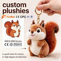 Porte-clés Funbox personnalisé en peluche, mini écureuil de dessin animé, jouet doux en peluche pour enfants, idéal pour cadeau, voiture, téléphone portable, sac