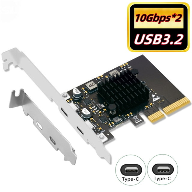 PCIE USB 3.1 GEN 2 Expansion Card 10Gbps PCI-E to USB3.1 Type-C Dual Port Converter Card Self Powered USB 3.0 Type C Hub Adapter