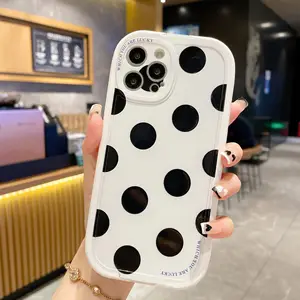 Jepang gaya Korea titik hitam loem penutup mode mewah casing ponsel untuk iphone x xs max ca penutup casing ponsel