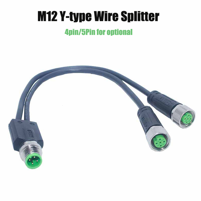 IP67 M12 Wire Splitter Connector Waterproof Y-type 4Pin 5Pin Aviation Plug Cable Male to Female Male Junction Box Distributor