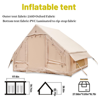 Tente de camping gonflable 4-6 personnes, haute performance, imperméable, coupe-vent, facile à installer, 4 saisons, en tissu Oxford.
