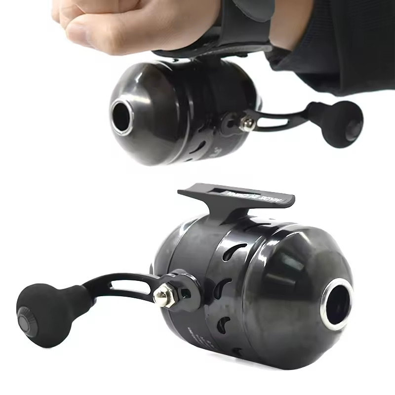 easy casting fishing reel Palm Sized With Slow Shaking Iron Plate 3000 Line Capacity Line Cup Durable Anti Rust Metal Housing For Freshwater Outdoor Fishing And polished titanium brake pads that all work together to produce 12+ pounds of maximum pressure with an audible click as line peels off the spool Bowfishing Spincast Fishing Reel -