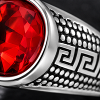 Bague Chevalière Ovale JLM en Acier Titane Style Grec Vintage avec Pierre Précieuse pour Homme, Bijou de Déclaration pour Fête et Motard