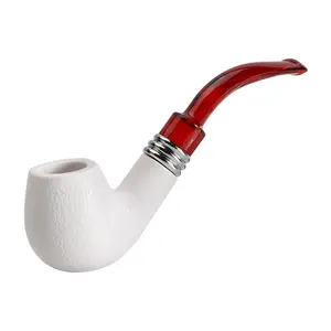 Classic snow white stone tobacco pipe resin smoking pipe