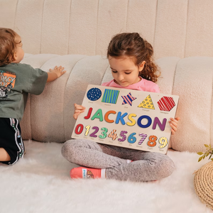 JUNJI Jouet pour tout-petits Cadeau pour tout-petit Premier anniversaire Cadeau de douche de bébé personnalisé Casse-tête en <span class=keywords><strong>bois</strong></span> avec nom - Product Image 4