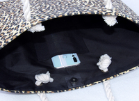 Sac à main à épaule en toile de luxe pour femme, grand sac de plage d'été imprimé léopard, fourre-tout tendance
