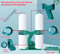 Aspirateur mobile triphasé 7,5 kW à double bac en acier au carbone 80 dB pour le travail du bois, puissant extracteur de poussière et de sciure