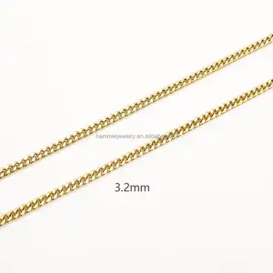 Wholesale High Quality 18k Real Gold Chunky Curb Chain Cuban Necklace For Permanent Welded Jewelry