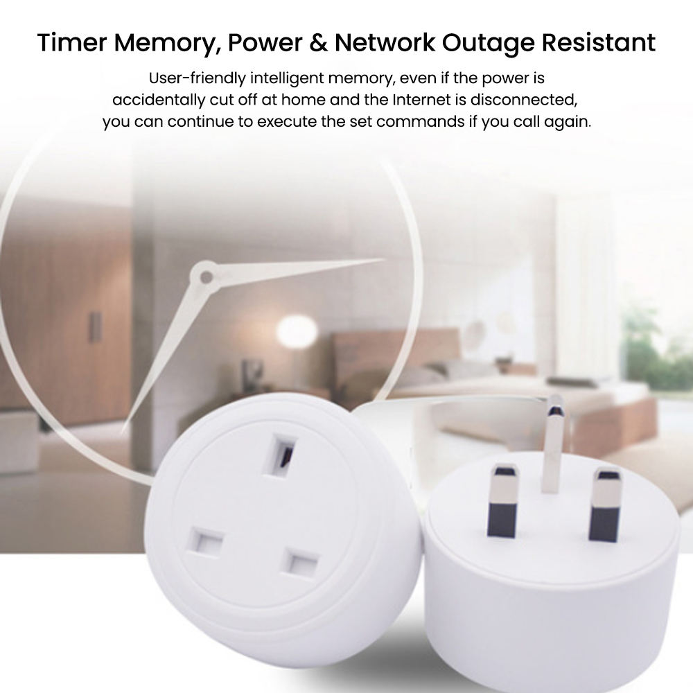 HONPNK 16A20A Tuya Zigbee UK Single Wireless Remote Energy Monitoring Mini WiFi Smart Plug Adapter Bar Design APP Remote Control