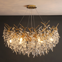 Lustre en cristal de luxe en aluminium doré pour salle à manger, salon, escalier, lampe suspendue, éclairage