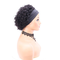 Perruque Bandeau Cheveux Humains Coupe Pixie Courte Bouclée Sans Dentelle Frontale Perruques Pixie Bouclées Fabriquées à la Machine pour Femmes Noires