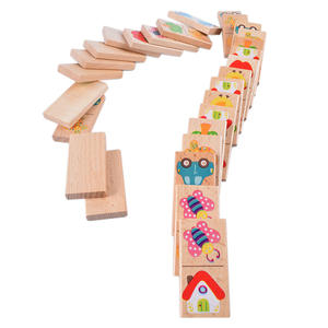 Le plus chaud 28 pièces en bois fruits voiture appariement jardin dominos jouet éducatif pour enfants bois enfants blocs drôles ensemble <span class=keywords><strong>Domino</strong></span> jouet bloc - Product Image 3