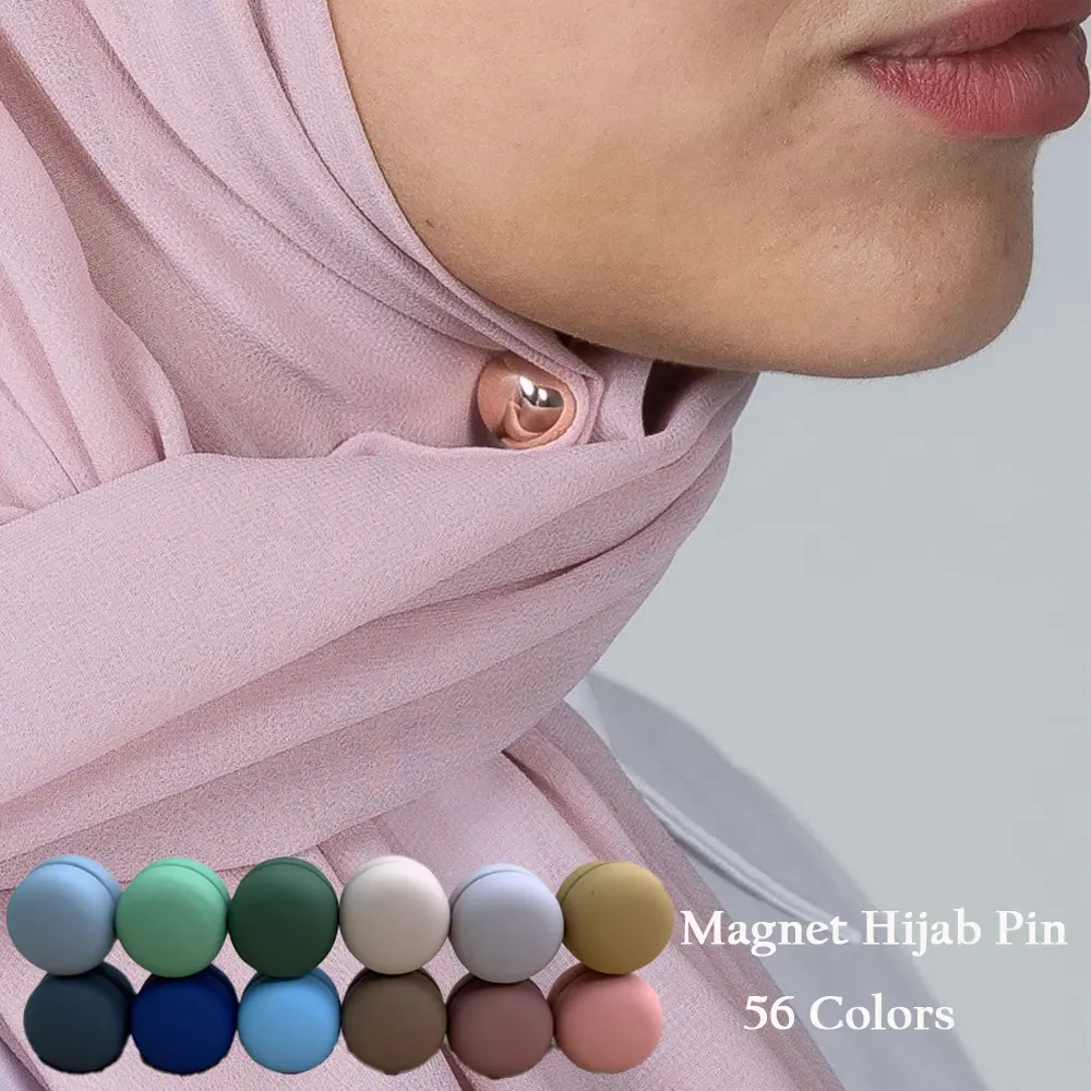 56 Colors Muslim Strong Magnetic Pins Customized Personalized Logo /Packing Card Scarf Magnetic Brooch No Snag Magnet Hijab Pins