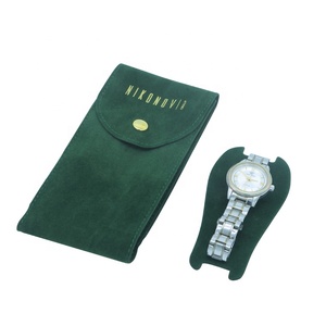 Pochette d'emballage pour bijoux en velours et cuir PU personnalisée avec logo, pochette en microfibre suédée pour la présentation de montres et de bijoux - Product Image 1