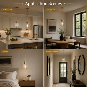 Modern Gold Brass Glass <strong>Small</strong> LED Pendant <strong>Light</strong> 360 Beam Angle Clear <strong>Shade</strong> E26 Hanging Lamp for Kitchen Island Dining Room Bar - Product Image 5