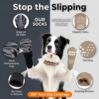 Chaussettes de protection pour pattes de chien, antidérapantes, en coton rayé, semelle antidérapante avec sangle Velcro, pour chiens âgés, confort sur sols en bois dur