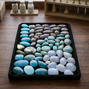 Cabujones de piedras preciosas naturales mixtas, corte ovalado, pulidos, gemas azules para la fabricación de joyas, efecto iridiscente, piedras sueltas a granel - Product Image 5