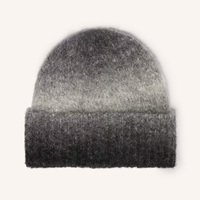 Gorro de punto cálido de mezcla de lana merino con logotipo personalizado al por mayor, gorro plegable con puño afelpado para patinaje