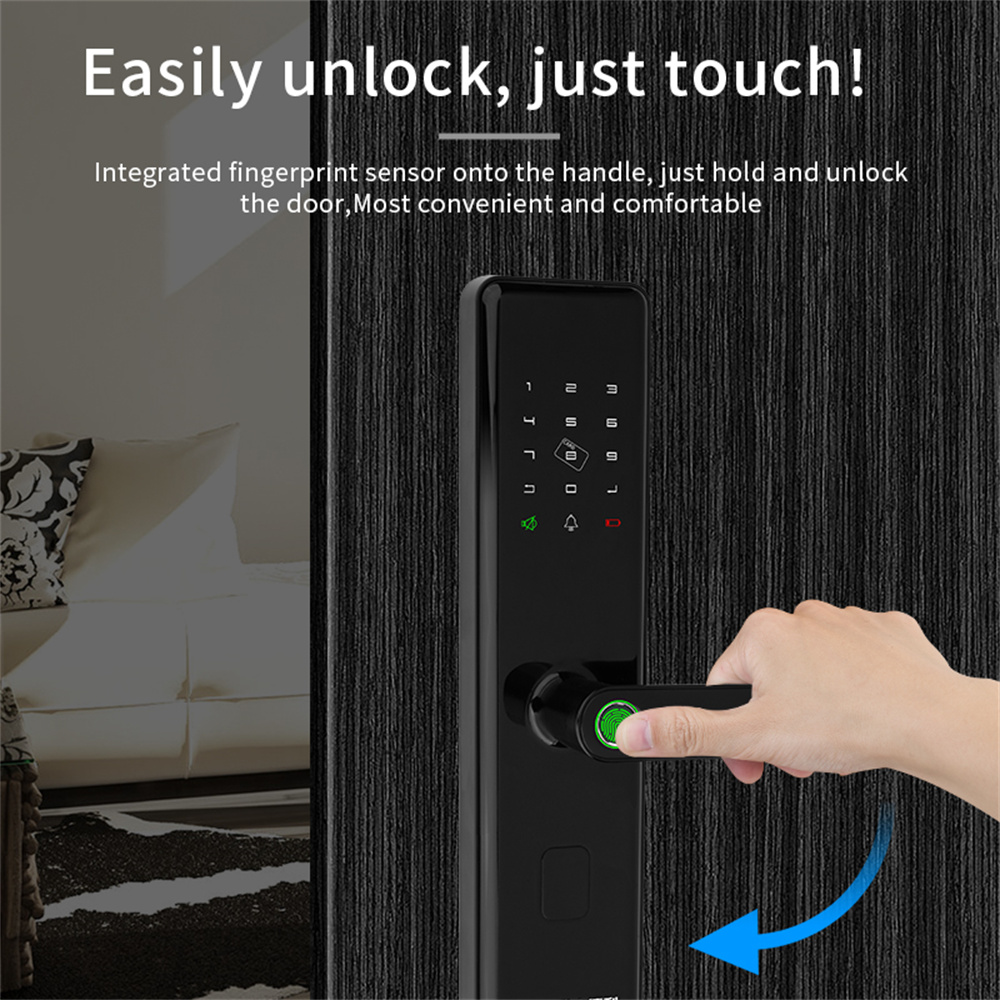 Glomarket Tuya App Control Unlock Fingerprint Touch Smart Door Lock Unique Chip Encryption Technology Smart Door Lock
